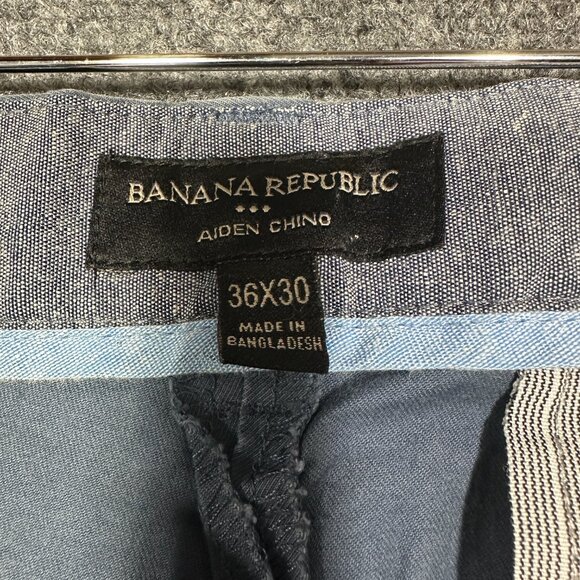 Banana Republic Pants Mens 36 Aiden Chino Blue Cotton Pockets Straight Leg - Picture 4 of 7